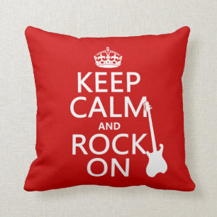Keep Calm and Rock On (guitar)(any colour) Cushion