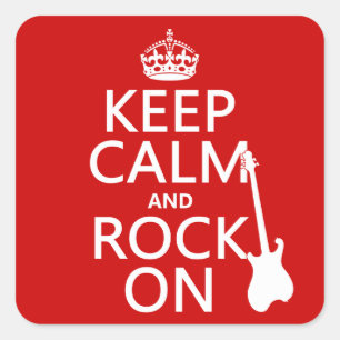 Keep Calm and Rock On (guitar)(any colour) Square Sticker