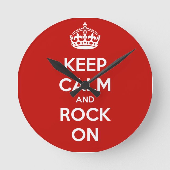 Keep Calm and Rock On Round Clock (Front)
