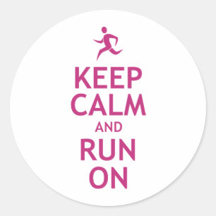 Keep Calm and Run On Classic Round Sticker