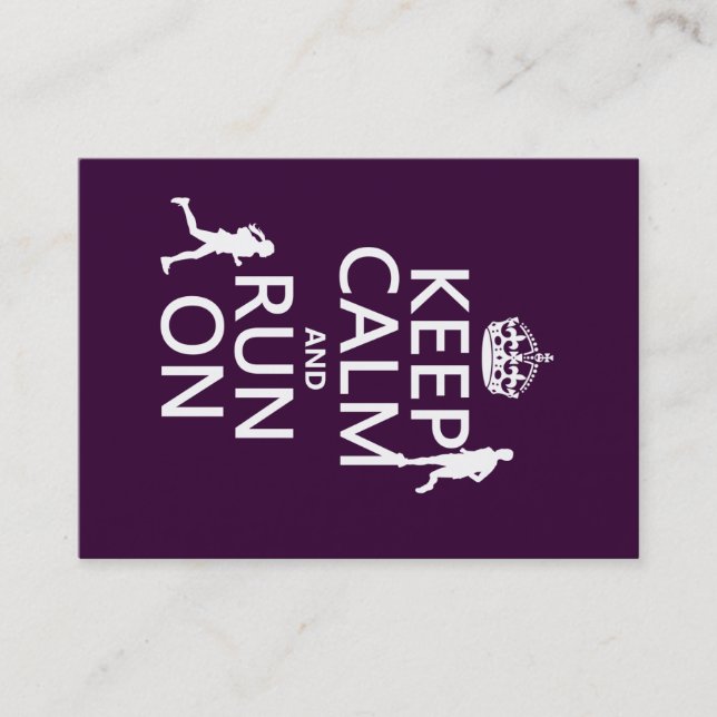 Keep Calm and Run On (customisable colours) Business Card (Front)
