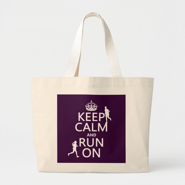 Keep Calm and Run On (customisable colours) Large Tote Bag (Front)