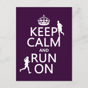 Keep Calm and Run On (customisable colours) Postcard