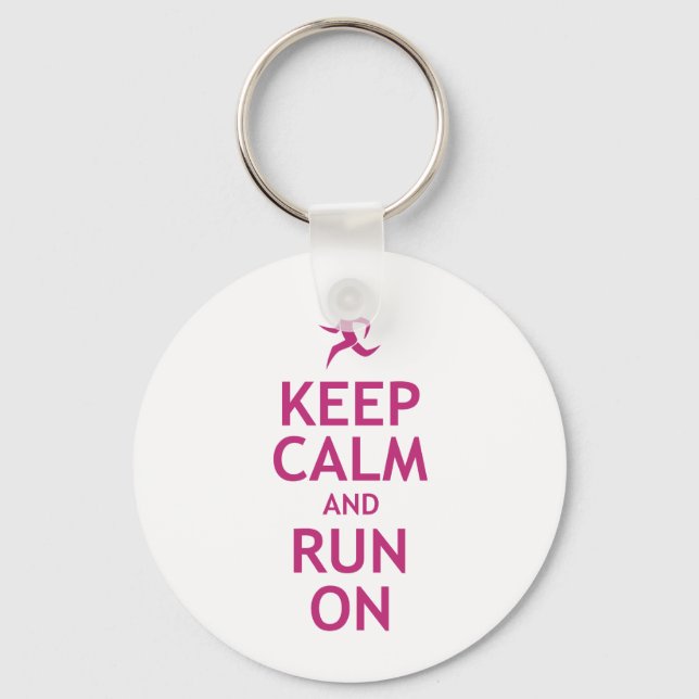 Keep Calm and Run On Key Ring (Front)