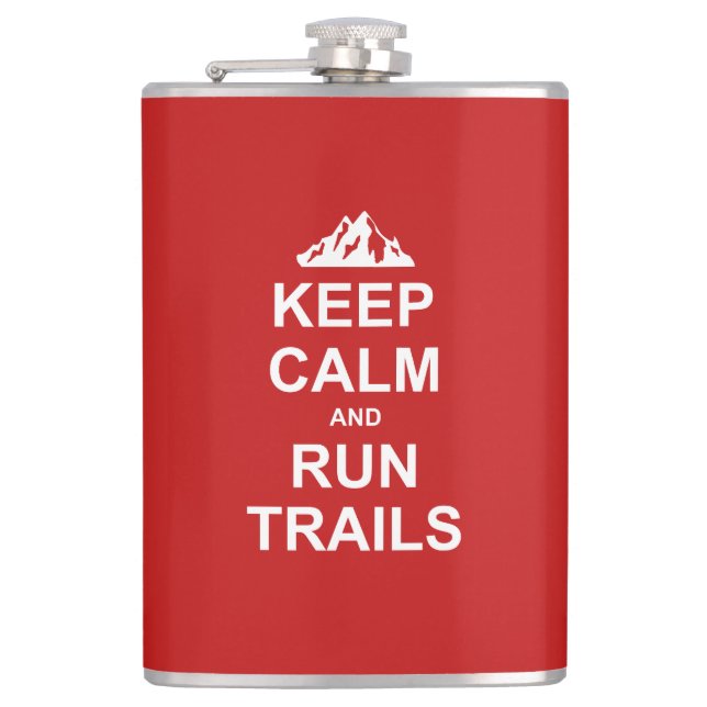 Keep Calm And Run Trails Ultra Running Hip Flask (Front)