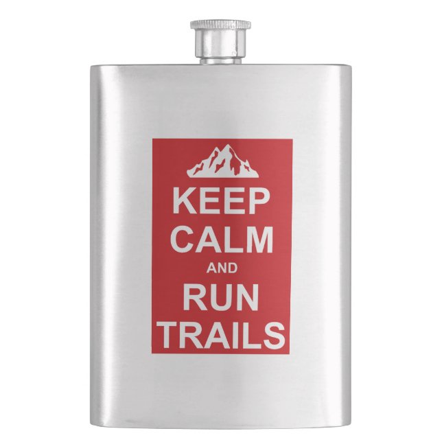 Keep Calm And Run Trails Ultra Running Hip Flask (Front)
