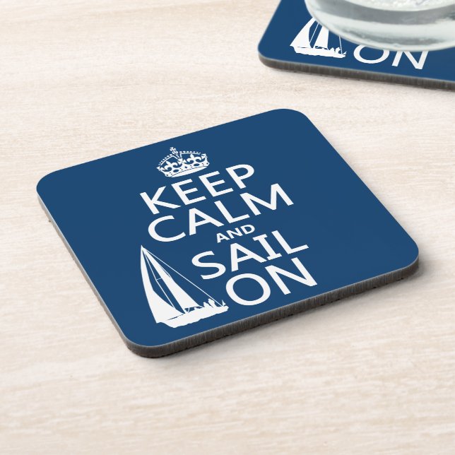 Keep Calm and Sail On - all colours Coaster (Left Side)