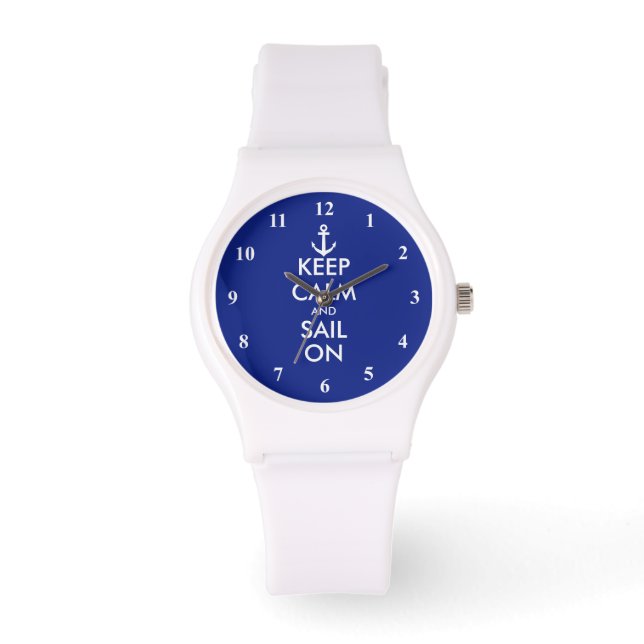 Keep Calm and sail on nautical wrist watch gift (Front)