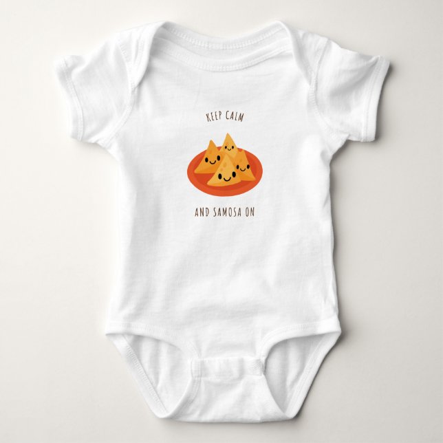 Keep Calm and Samosa On Baby Bodysuit (Front)