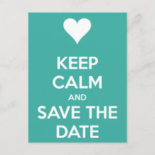 Keep Calm and Save the Date Blue Announcement Postcard
