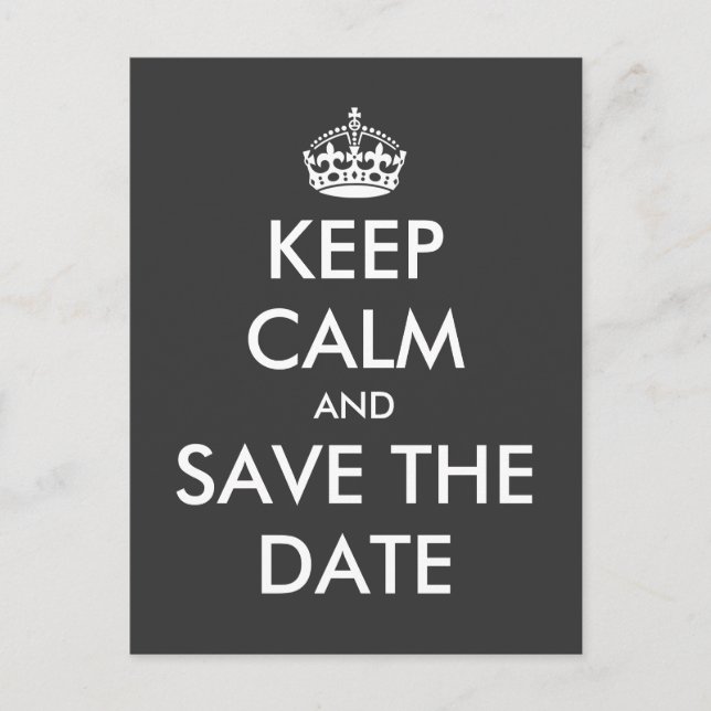 Keep calm and save the date postcard | Wedding (Front)