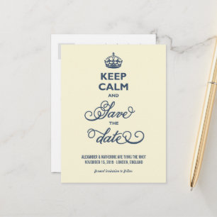 Keep Calm And Save The Date Vintage Script Funny Announcement Postcard