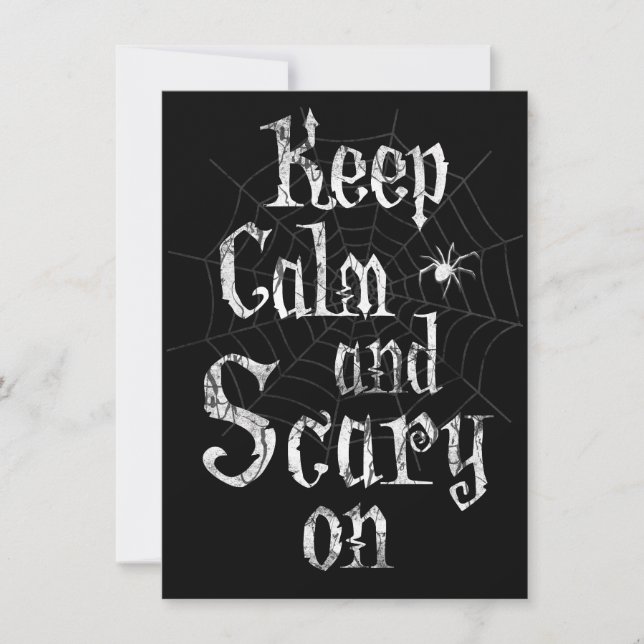 Keep Calm and Scary On, Spider Halloween Party Invitation (Front)