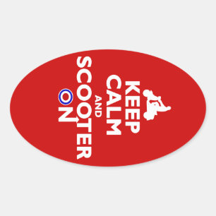 Keep Calm and Scooter On Oval Stickers
