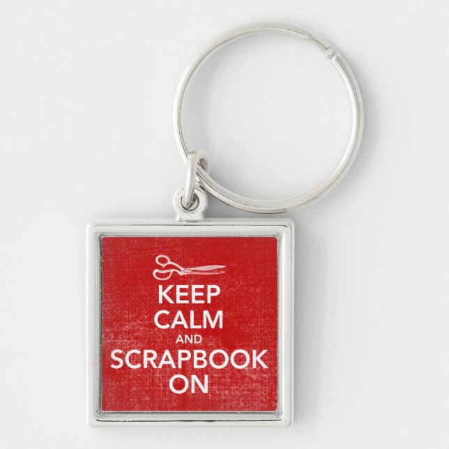 Keep Calm and Scrapbook On Keychain 2, Inv. Red (Front)