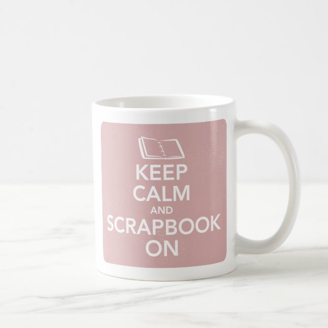 Keep Calm and Scrapbook On Mug, Inverted Pink Coffee Mug (Right)