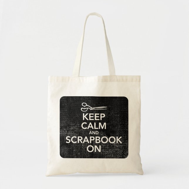 Keep Calm and Scrapbook On Tote 2, Inverted Black Bag (Front)