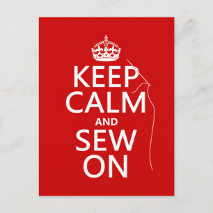 Keep Calm and Sew On (all colours) Postcard