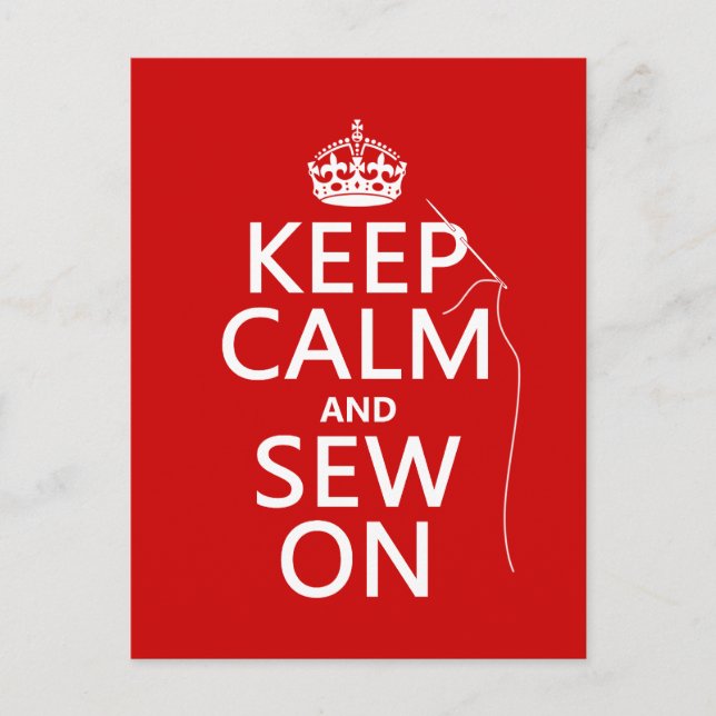 Keep Calm and Sew On (all colours) Postcard (Front)