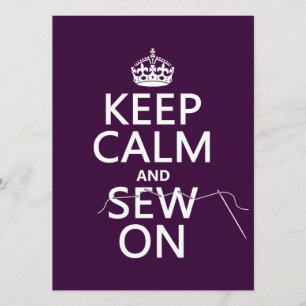 Keep Calm and Sew On (in all colours) Invitation