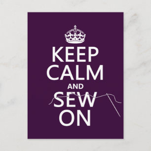 Keep Calm and Sew On (in all colours) Postcard