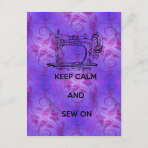 Keep Calm and Sew On Postcard