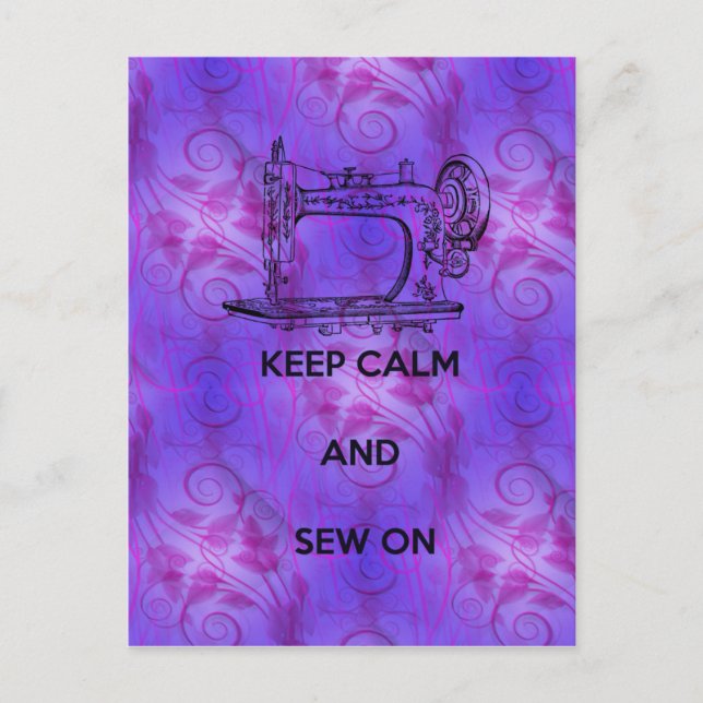 Keep Calm and Sew On Postcard (Front)