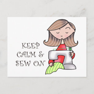 Keep Calm and Sew On Postcard