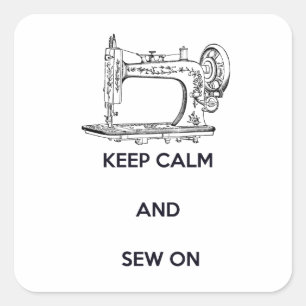 Keep Calm and Sew On Square Sticker