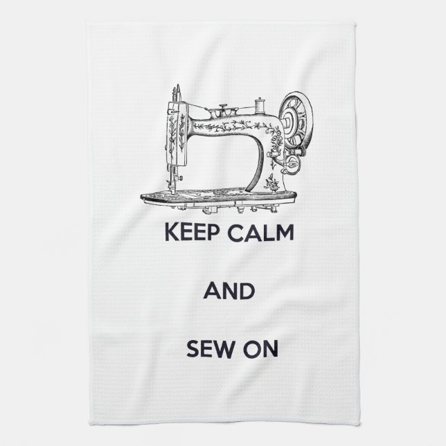 Keep Calm and Sew On Tea Towel (Vertical)