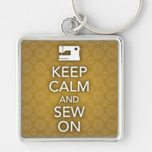 Keep Calm and Sew On Yellow Keychain