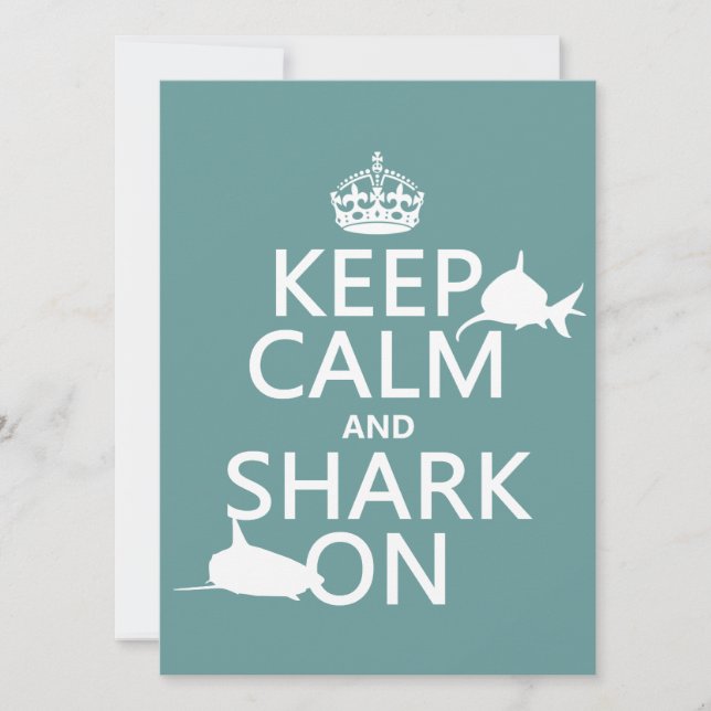 Keep Calm and Shark On (customisable colours) Invitation (Front)