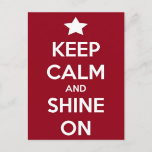 Keep Calm and Shine On Red Postcard