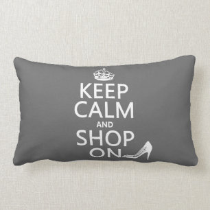 Keep Calm and Shop On - all colours Lumbar Cushion