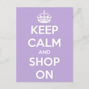 Keep Calm and Shop On Lavender Postcard