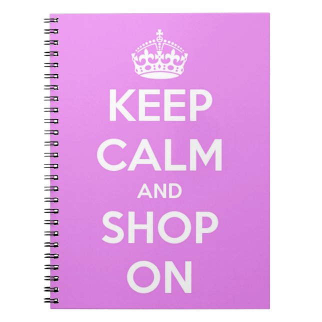 Keep Calm and Shop On Pink Notebook (Front)