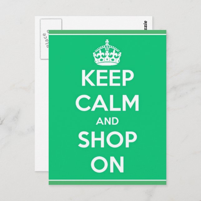 Keep Calm and Shop On Postcard (Front/Back)