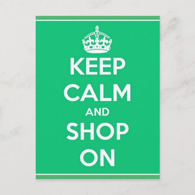 Keep Calm and Shop On Postcard (Front)