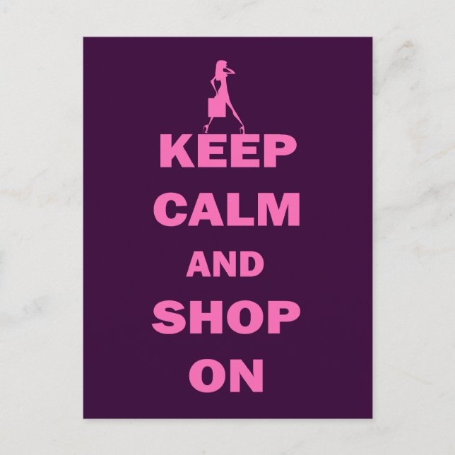Keep Calm and Shop On Postcard (Front)