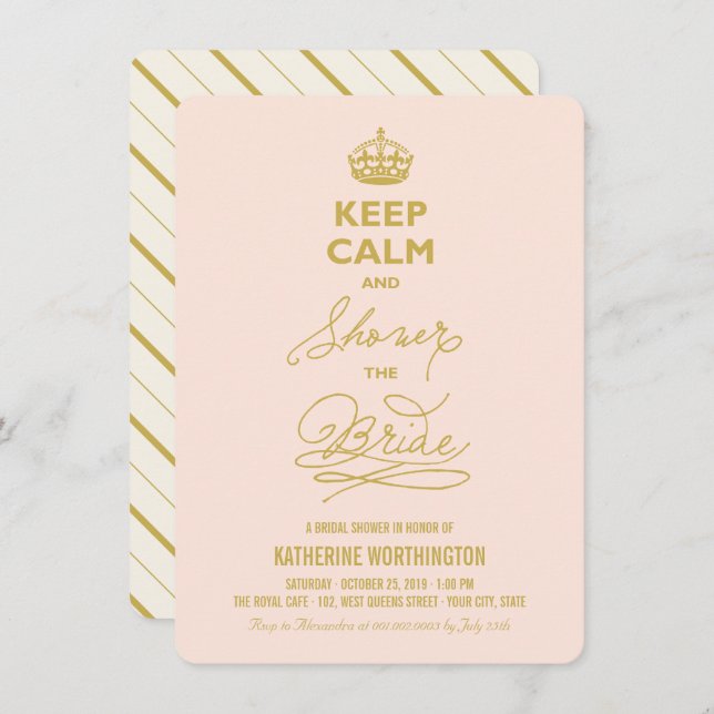 Keep Calm And Shower The Bride Funny Bridal Shower Invitation (Front/Back)