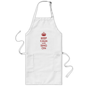 Keep Calm and Sing on Red on Lemon Kraft Paper Long Apron