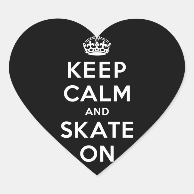 Keep Calm and Skate On Heart Sticker (Front)