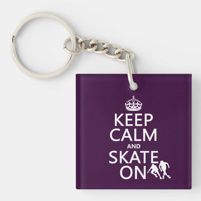 Keep Calm and Skate On (rollerskaters) Key Ring (Front)