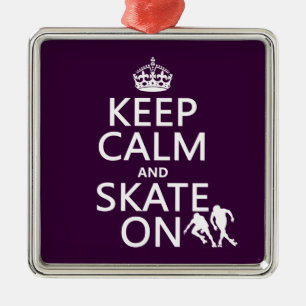 Keep Calm and Skate On (rollerskaters) Metal Tree Decoration