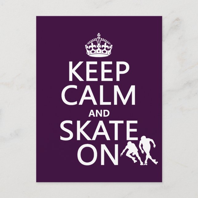 Keep Calm and Skate On (rollerskaters) Postcard (Front)