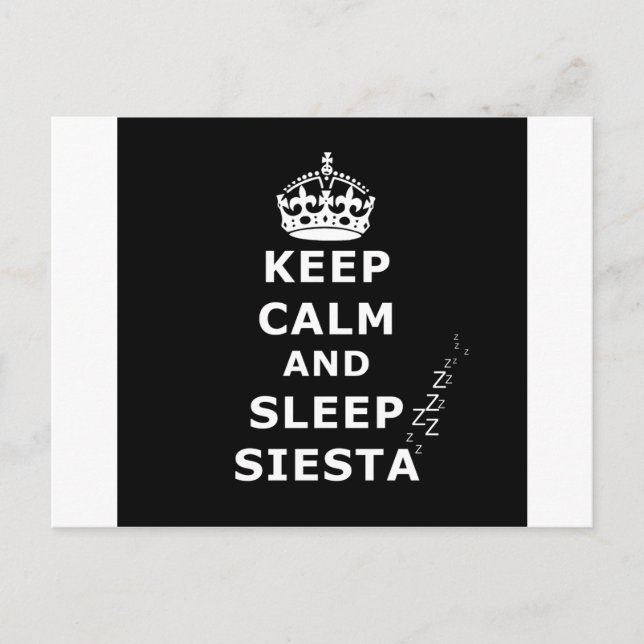 KEEP CALM AND SLEEP SIESTA POSTCARD (Front)