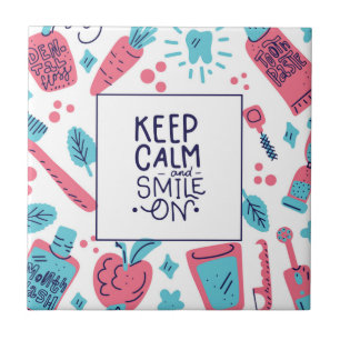 Keep Calm And Smile On Cute Phrase Ceramic Tile