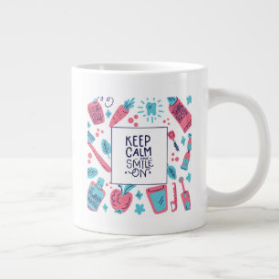 Keep Calm And Smile On   Cute Phrase Large Coffee Mug