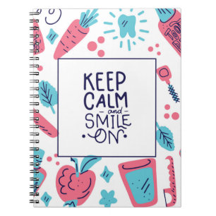 Keep Calm And Smile On   Cute Phrase Notebook