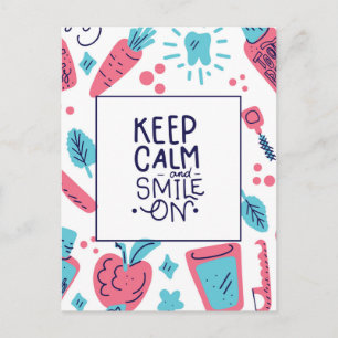 Keep Calm And Smile On Cute Phrase Postcard